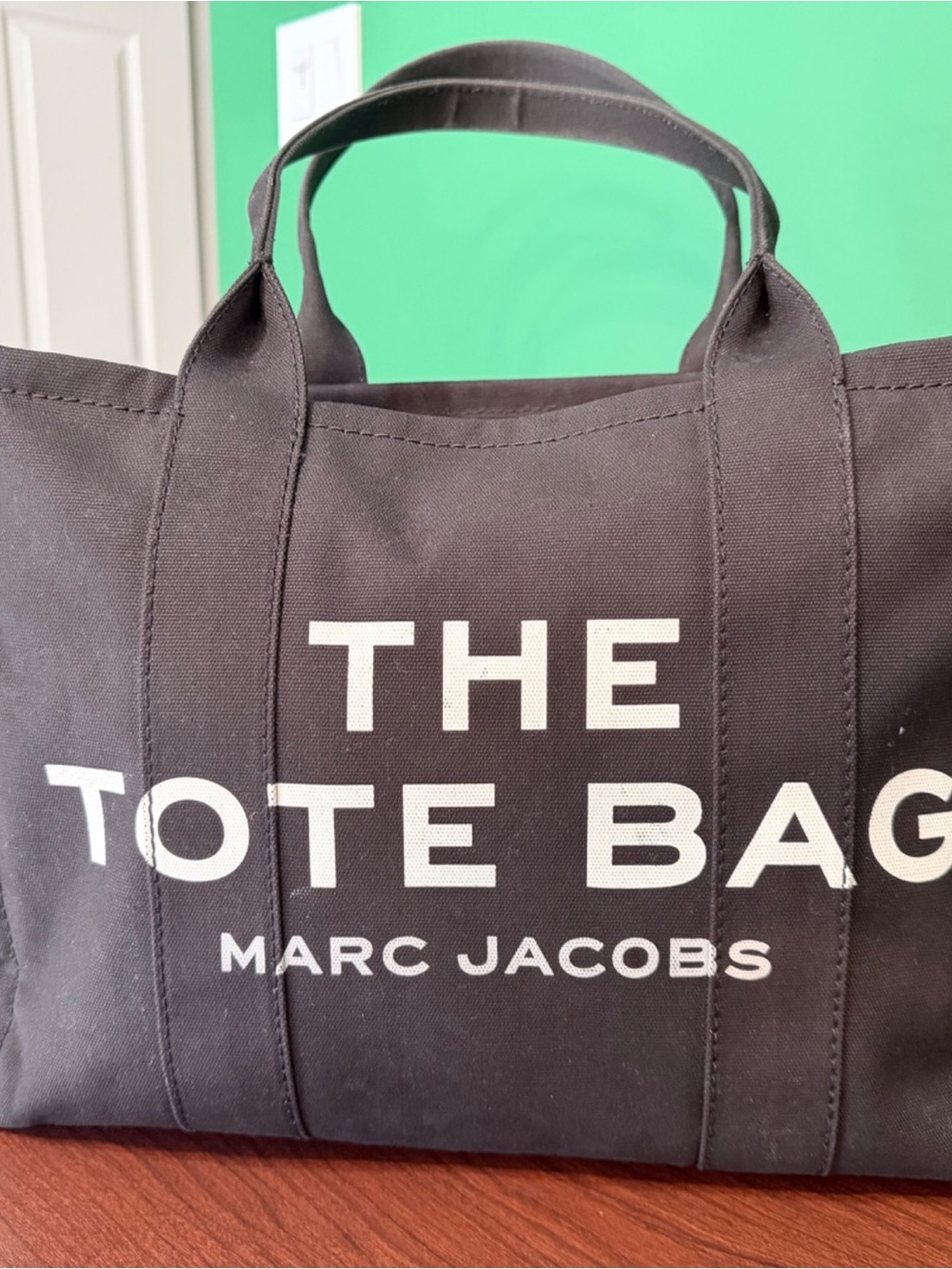 Marc Jacobs Black Canvas Tote with White Logo